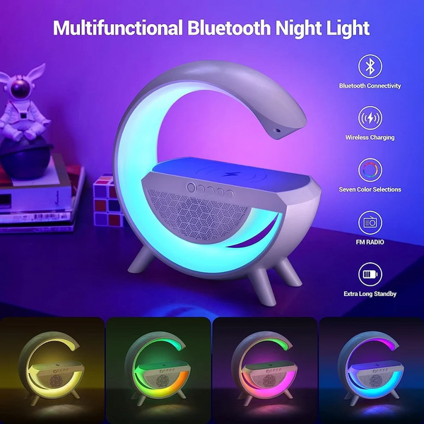G Shaped Lamp, 3 in 1 Multi-Function: Wireless Fast Charging, RGB Light and Bluetooth Speaker Combo